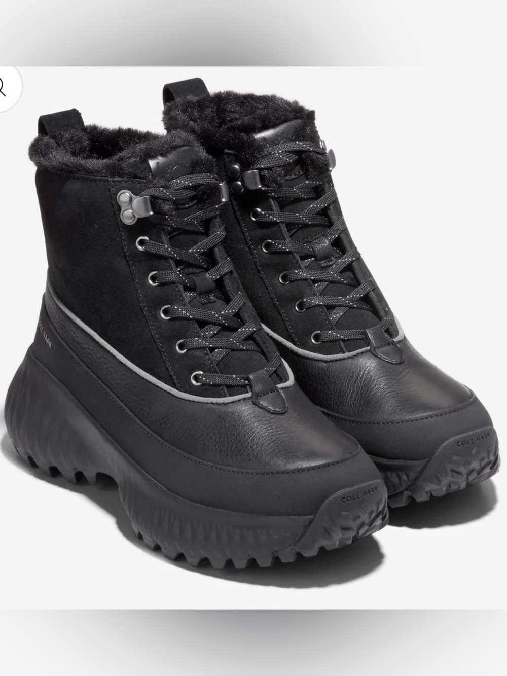 Cole Haan Women's Size 9.5 B 5.Zerogrand Flurry Hiker Boots Black Waterproof